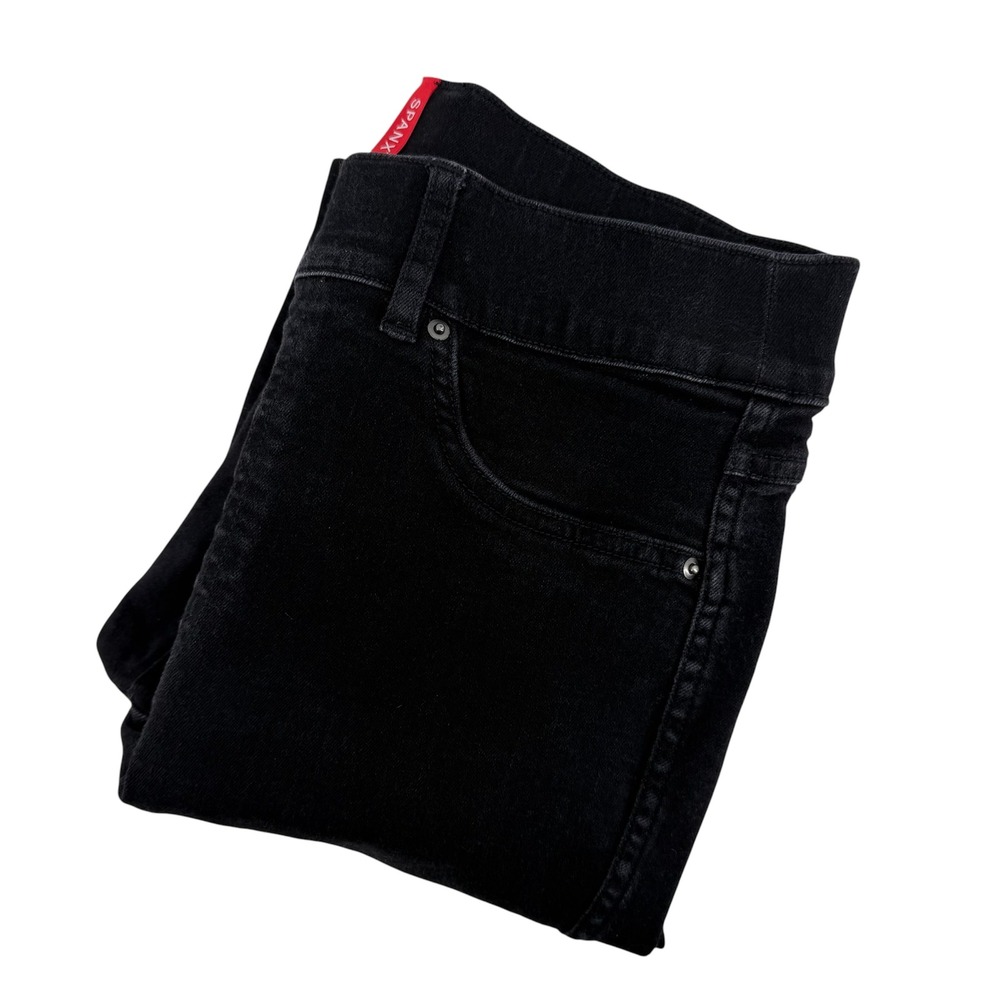 Spanx Black Ankle Skinny Pull On High Rise Denim Jeggings Womens Size M Tall